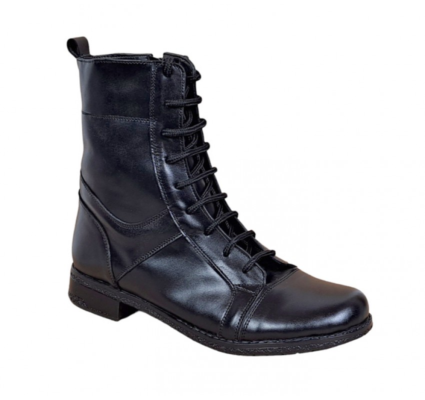 Oferta 40, 41 Ghete dama casual din piele naturala cu siret si fermoar LG21FLN