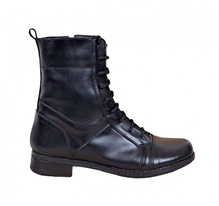 Oferta 40, 41 Ghete dama casual din piele naturala cu siret si fermoar LG21FLN