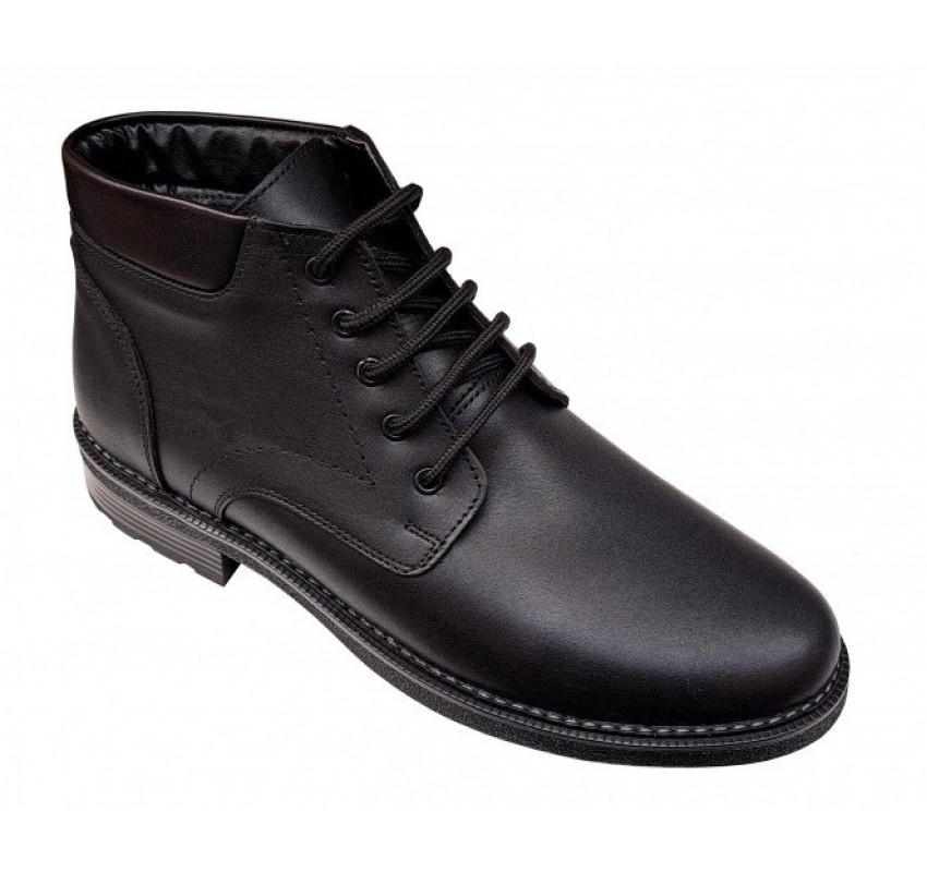 Oferta marimea 39 Ghete barbati casual negre din piele naturala imblanite LGB101N