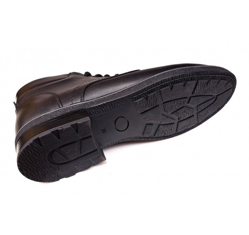Oferta marimea 39 Ghete barbati casual negre din piele naturala imblanite LGB101N