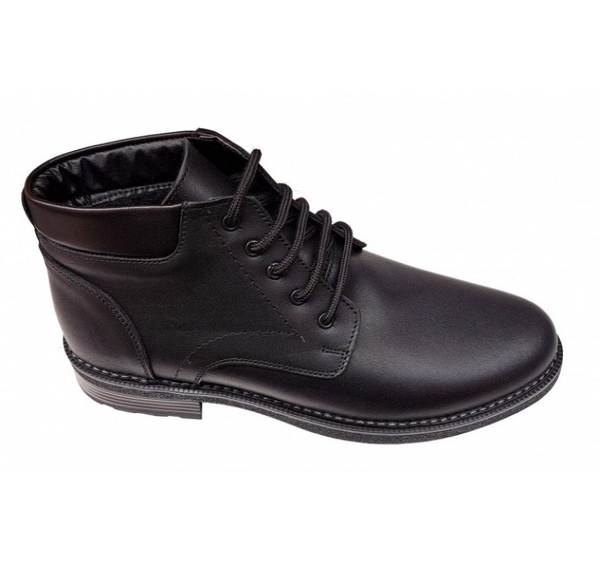 Oferta marimea 39 Ghete barbati casual negre din piele naturala imblanite LGB101N