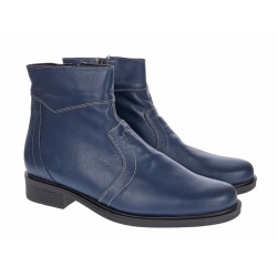 Ghete barbati din piele naturala, imblanite, elegante, cu fermoar, Bleumarin - LGB99BLA1