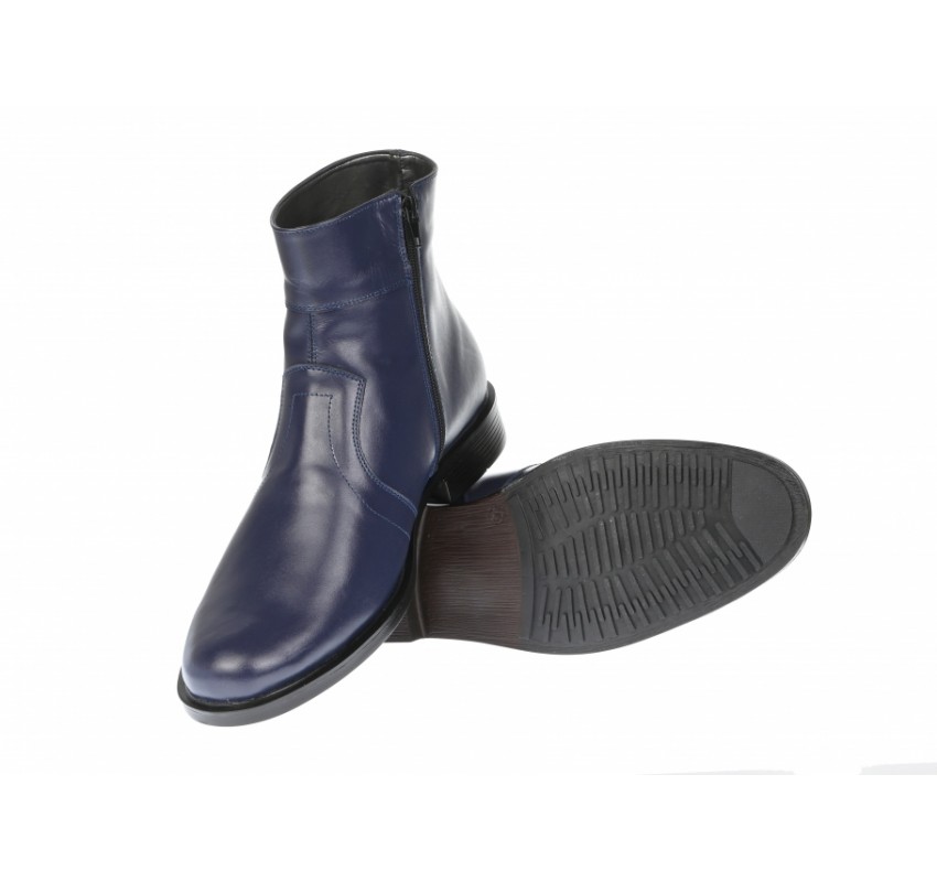 Oferta marimea 39, 40 - Ghete barbati bleumarin, office, elegante din piele naturala, cu fermoar - LGB99BLM