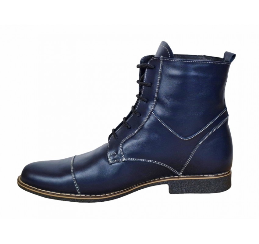 Oferta Ghete barbati casual din piele naturala imblanite Bleumarin - LGBOND2BL