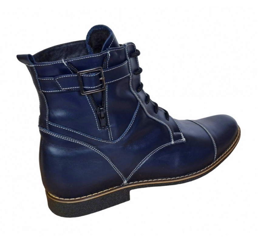 Oferta Ghete barbati casual din piele naturala imblanite Bleumarin - LGBOND2BL