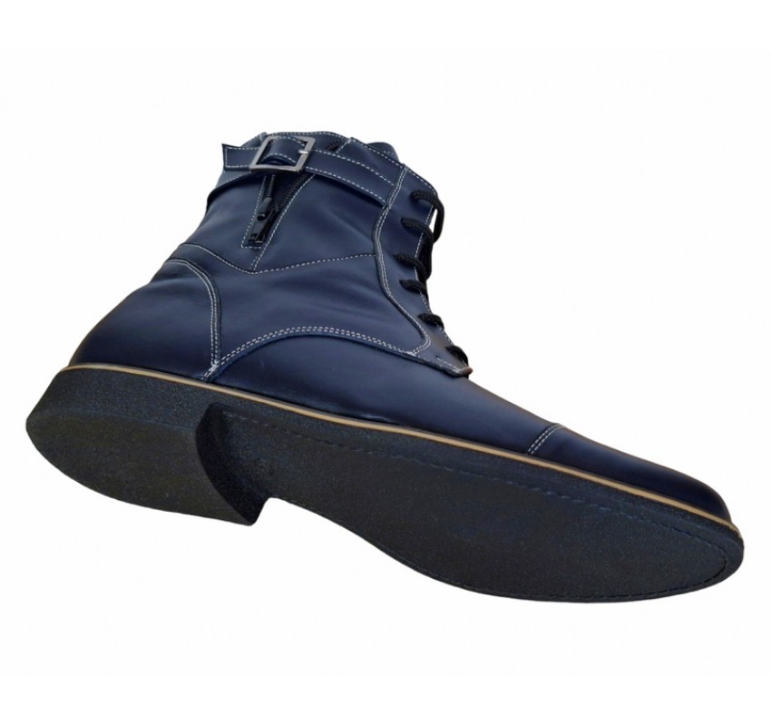 Oferta Ghete barbati casual din piele naturala imblanite Bleumarin - LGBOND2BL