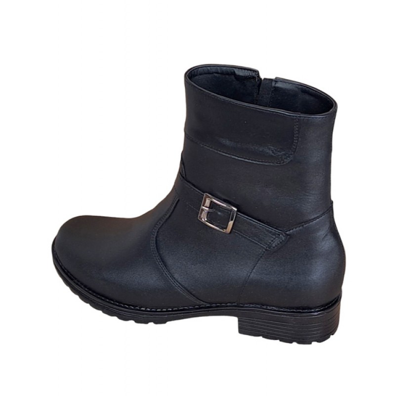 OFERTA MARIMEA 35, 37, 38,40 - Ghete dama, din piele naturala, cu fermoar, negru, imblanite - LGCATN