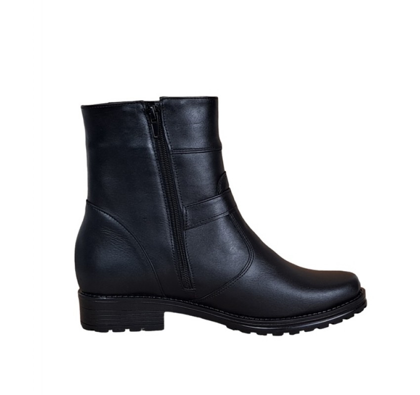 OFERTA MARIMEA 35, 37, 38,40 - Ghete dama, din piele naturala, cu fermoar, negru, imblanite - LGCATN