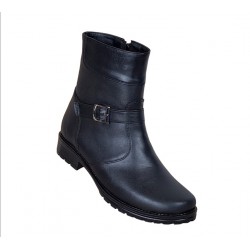 OFERTA MARIMEA  38, 40 - Ghete dama, din piele naturala, cu fermoar, negru, imblanite - LGCATN