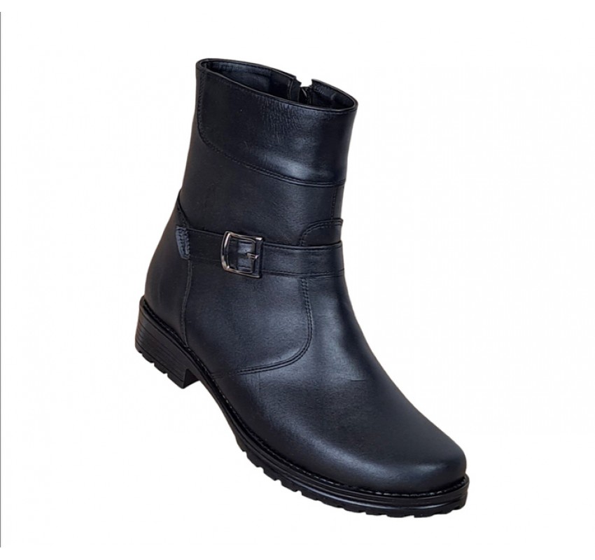 OFERTA MARIMEA 35, 37, 38,40 - Ghete dama, din piele naturala, cu fermoar, negru, imblanite - LGCATN