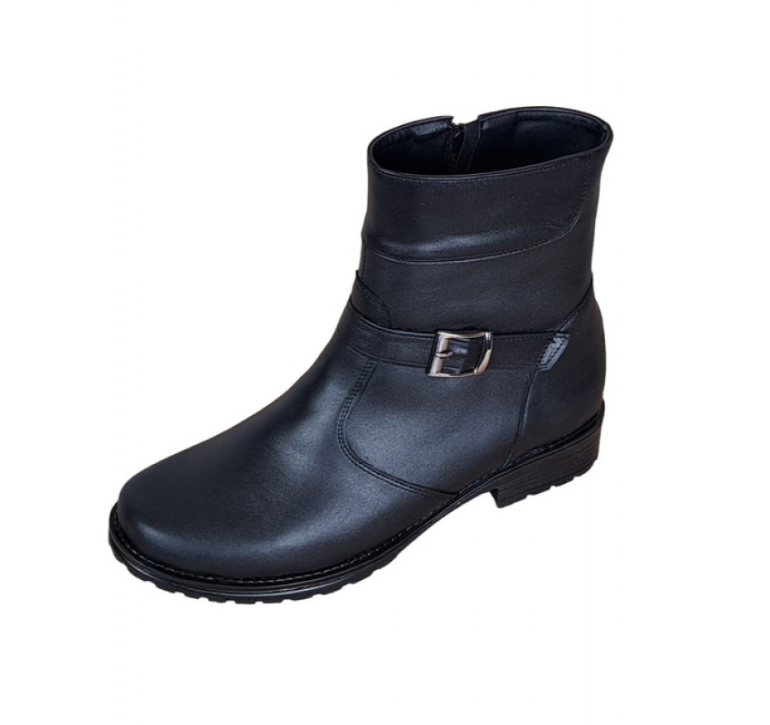 OFERTA MARIMEA 35, 37, 38,40 - Ghete dama, din piele naturala, cu fermoar, negru, imblanite - LGCATN