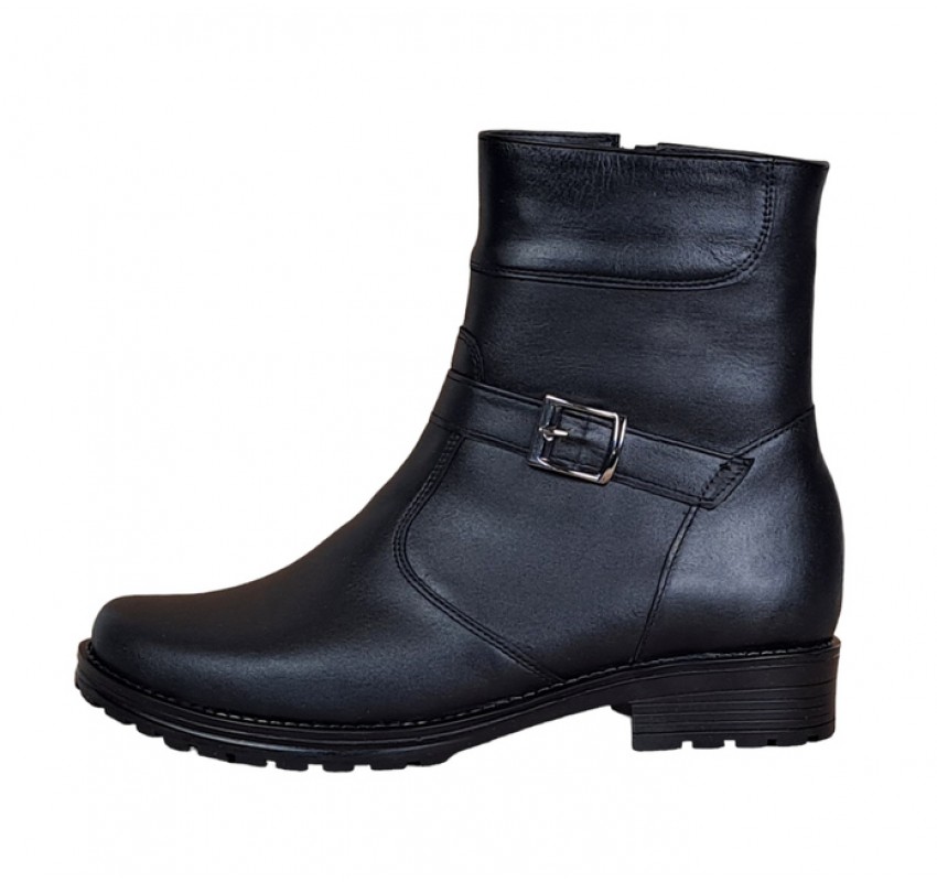 OFERTA MARIMEA 35, 37, 38,40 - Ghete dama, din piele naturala, cu fermoar, negru, imblanite - LGCATN