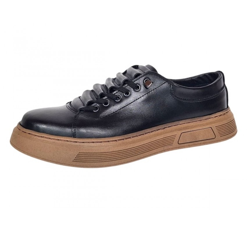 Oferta Marimea 40 Pantofi barbati casual din piele naturala Negru Gold LGKR124N