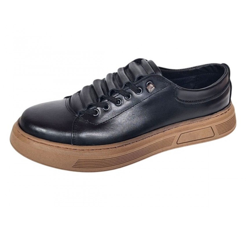 Oferta Marimea 40 Pantofi barbati casual din piele naturala Negru Gold LGKR124N