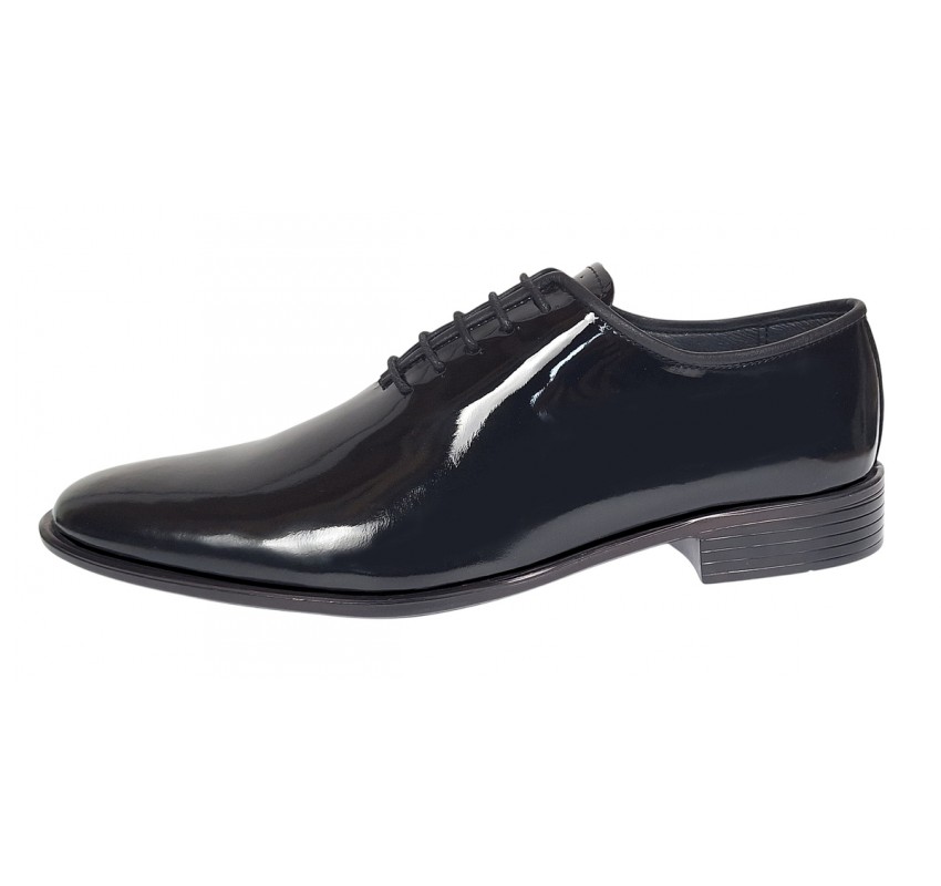 Marimea 38 Pantofi barbati negri lacuiti eleganti din piele naturala LGKR201LN