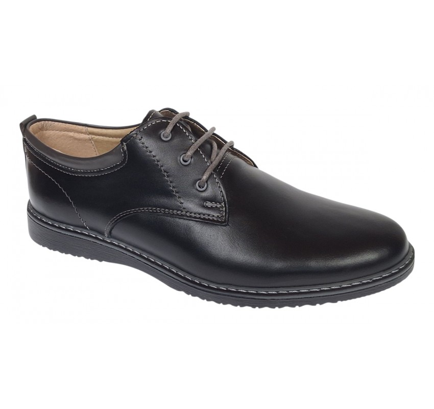 Pantofi barbati casual din piele naturala Negru LGKR30N