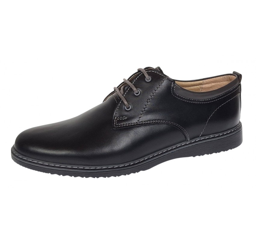 Pantofi barbati casual din piele naturala Negru LGKR30N