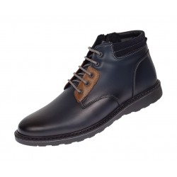 Oferta Marimea 41 Ghete piele naturala barbati imblanite cu siret si fermoar Corsa Blue LGKR3XBL