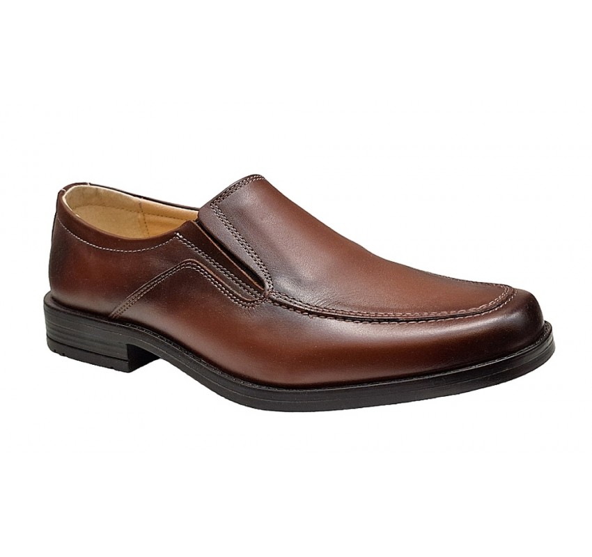 Marimea 44 Pantofi barbati casual maro din piele naturala fara siret LGKR48M