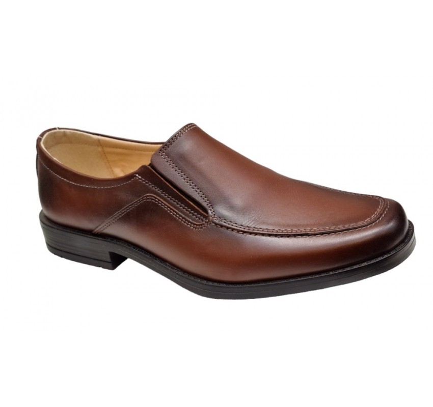 Marimea 44 Pantofi barbati casual maro din piele naturala fara siret LGKR48M