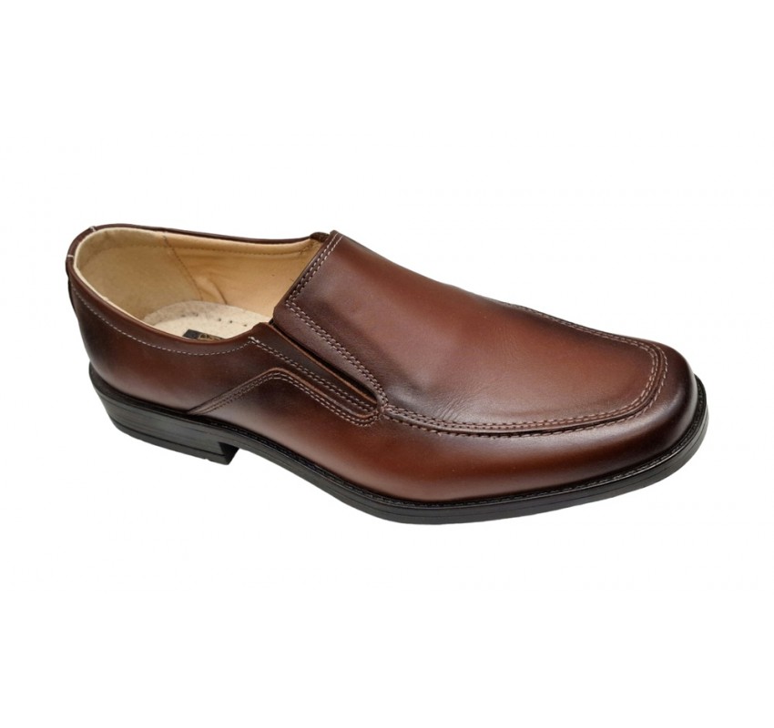 Marimea 44 Pantofi barbati casual maro din piele naturala fara siret LGKR48M