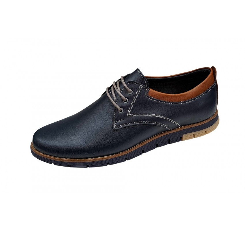 Marimi 37, 38 Pantofi barbati sport din piele naturala bleumarin LGKR57BLM