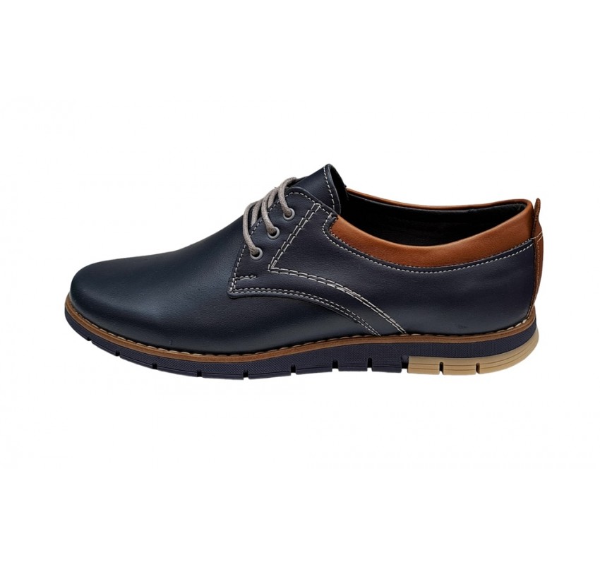 Marimi 37, 38 Pantofi barbati sport din piele naturala bleumarin LGKR57BLM
