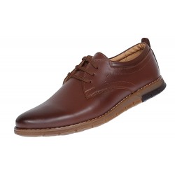Marimea 41 Pantofi barbati sport din piele naturala maro cu siret GKR57M