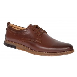 Marimea 41 Pantofi barbati sport din piele naturala maro cu siret GKR57M