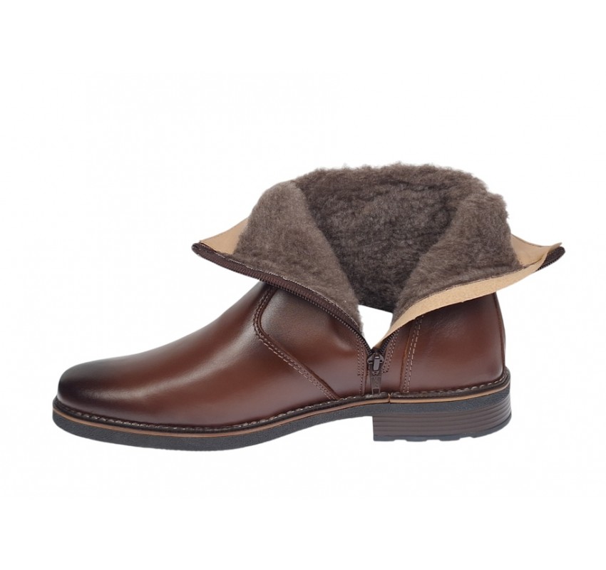 Oferta Marimea 44 Ghete barbati din piele naturala cu fermoar imblanite Maro LGKR714M