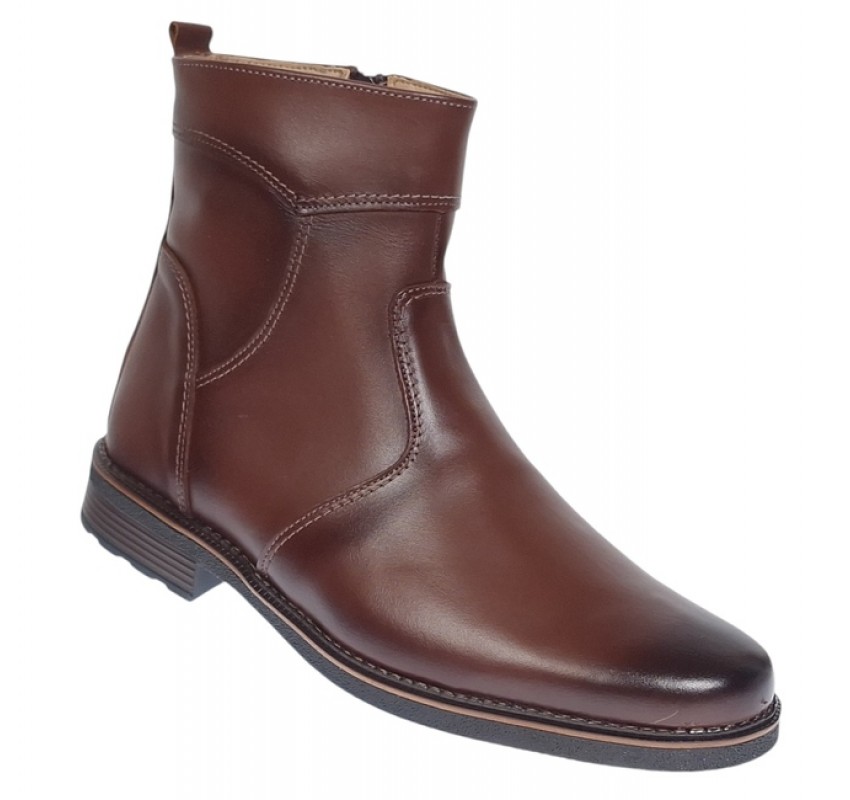 Oferta Marimea 44 Ghete barbati din piele naturala cu fermoar imblanite Maro LGKR714M