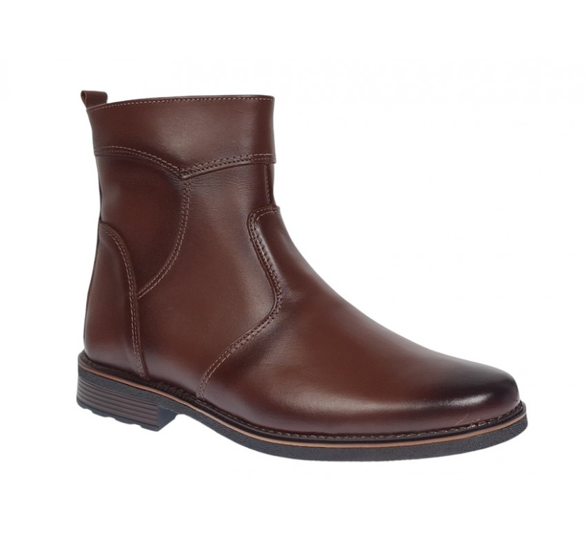 Oferta Marimea 44 Ghete barbati din piele naturala cu fermoar imblanite Maro LGKR714M