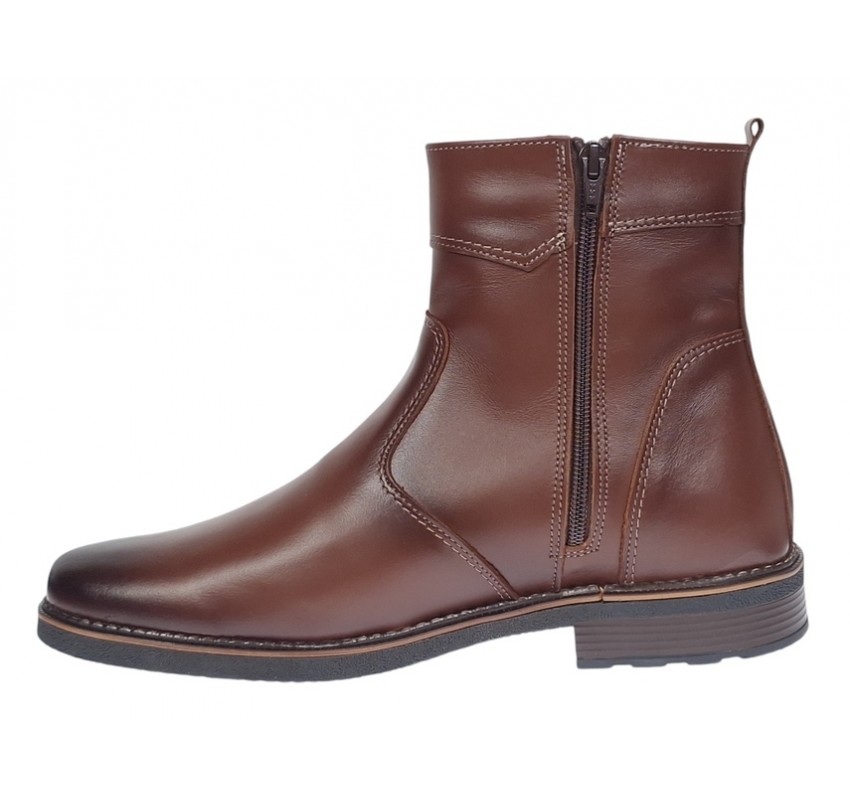 Oferta Marimea 44 Ghete barbati din piele naturala cu fermoar imblanite Maro LGKR714M