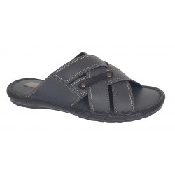 Papuci barbati din piele naturala de culoare Gri inchis - LGKR74GRI Marimea 45