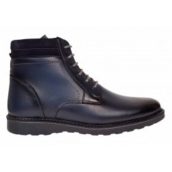 Oferta Ghete barbati sport casual din piele naturala cu siret si fermoar (imblanite) Corsa Blue