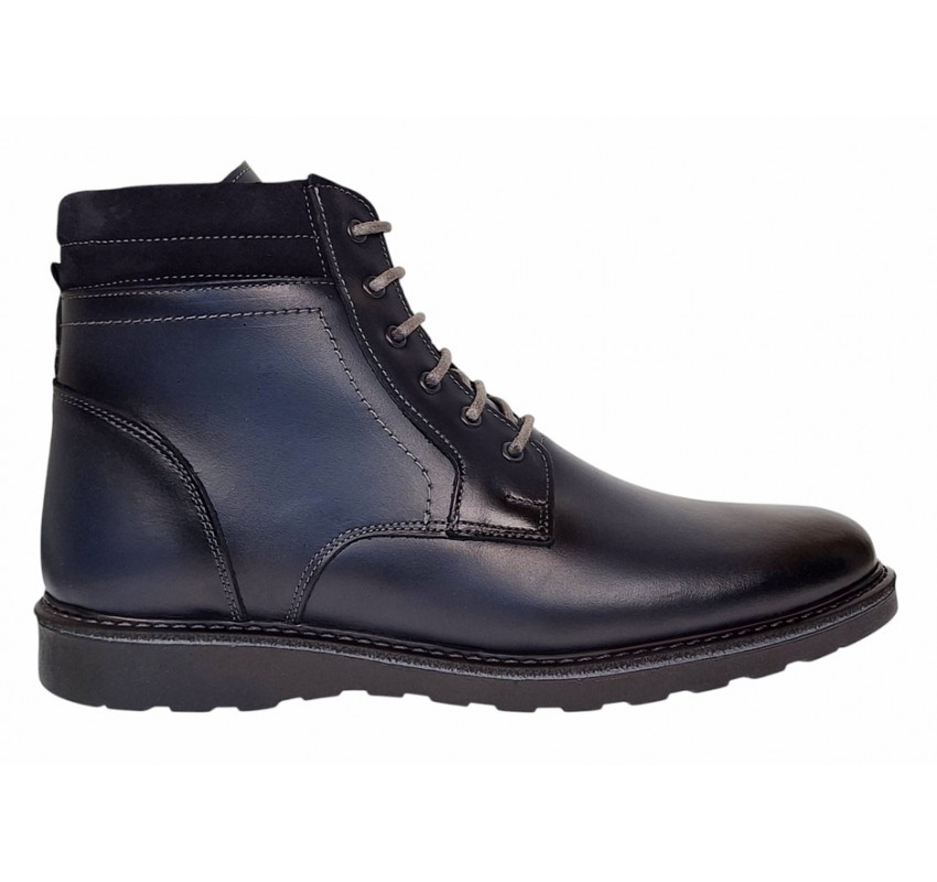 Oferta Ghete barbati sport casual din piele naturala cu siret si fermoar (imblanite) Corsa Blue