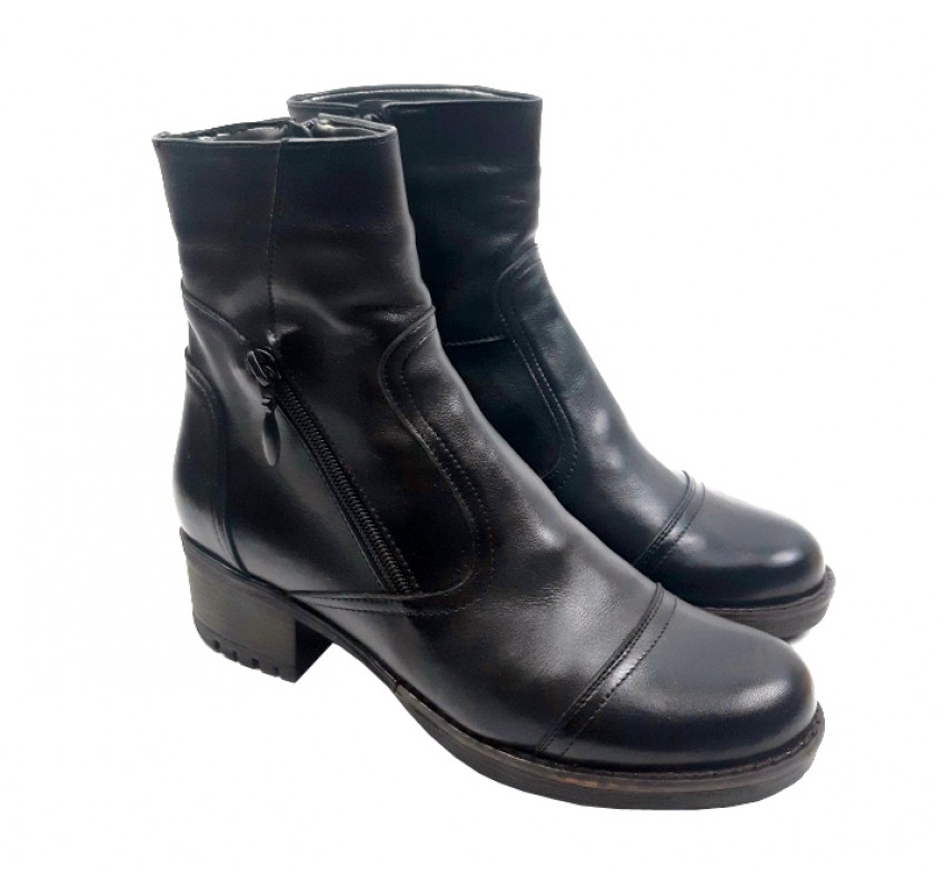 Oferta marimea 36, 40 - Ghete dama din piele naturala, cu fermoar - Negru (imblanite) - LGNADIAN