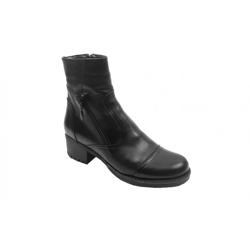 Oferta marimea 36, 40 - Ghete dama din piele naturala, cu fermoar - Negru (imblanite) - LGNADIAN