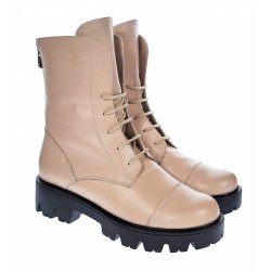 Bocanci dama imblaniti, din piele naturala, bej LKAMELYABEJ