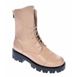 Bocanci dama imblaniti, din piele naturala, bej LKAMELYABEJ