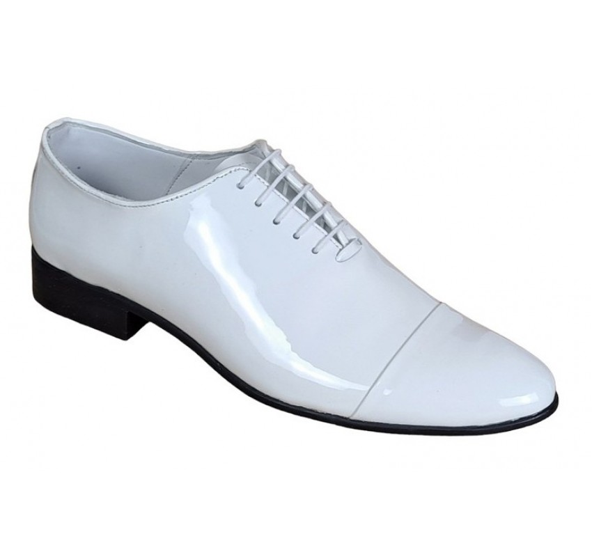 Oferta marimea 41 Pantofi barbati eleganti de ceremonie piele naturala Alb Lac LMOD1ALAC