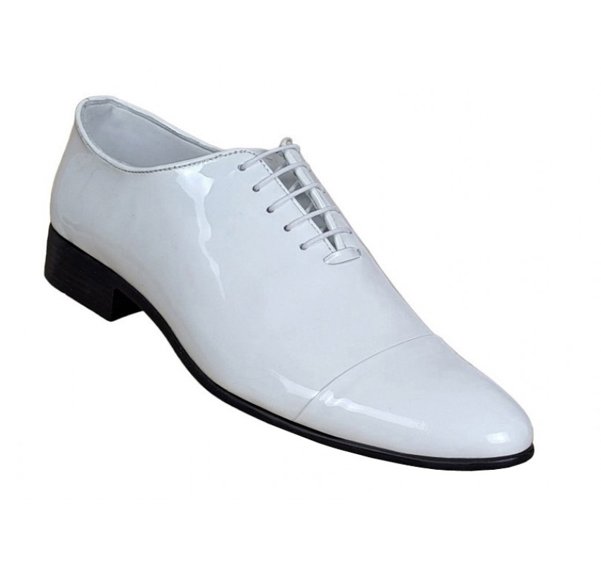 Oferta marimea 41 Pantofi barbati eleganti de ceremonie piele naturala Alb Lac LMOD1ALAC