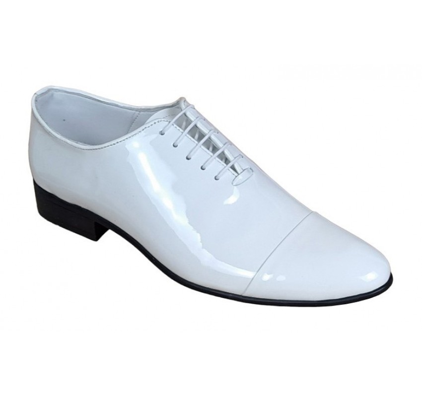 Oferta marimea 41 Pantofi barbati eleganti de ceremonie piele naturala Alb Lac LMOD1ALAC