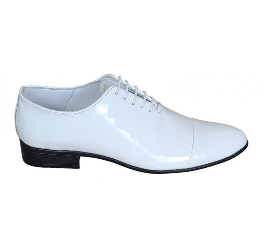 Oferta marimea 41 Pantofi barbati eleganti de ceremonie piele naturala Alb Lac LMOD1ALAC