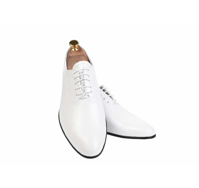 Oferta marimea  42, 43 -  Pantofi barbati, albi,, eleganti, din piele naturala box - LMOD1ALBBOX