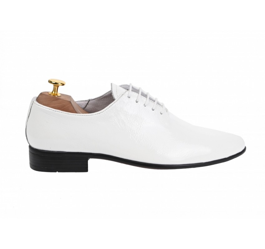 Oferta marimea  42, 43 -  Pantofi barbati, albi,, eleganti, din piele naturala box - LMOD1ALBBOX