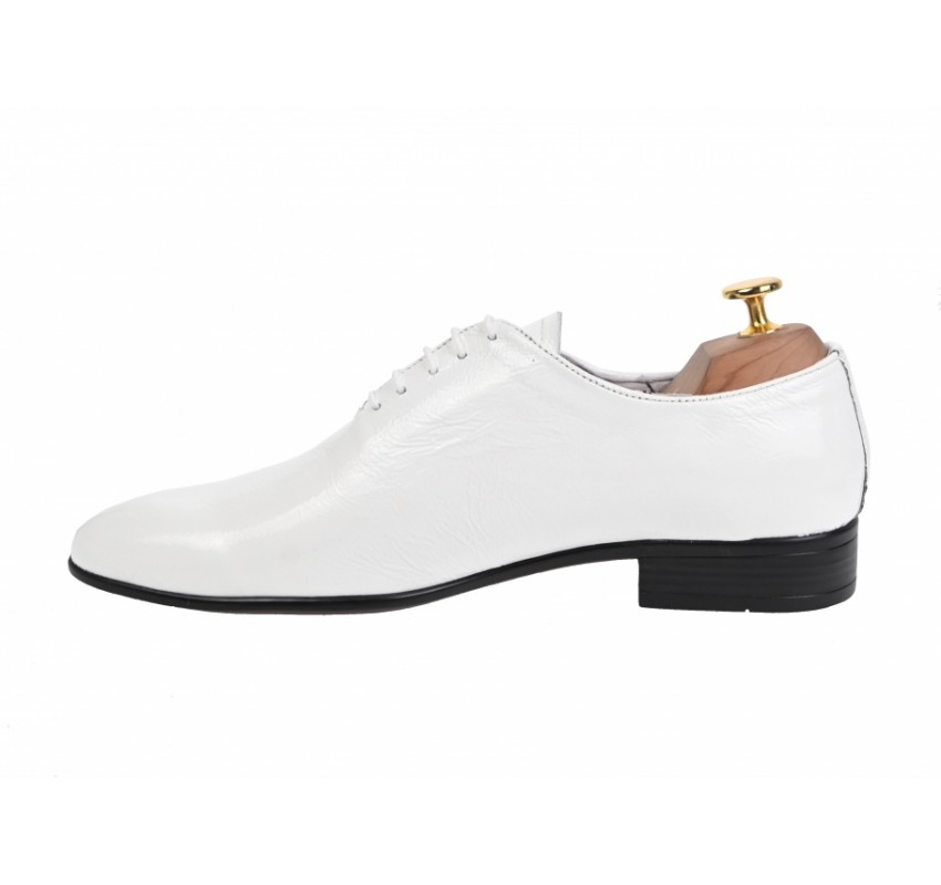 Oferta marimea  42, 43 -  Pantofi barbati, albi,, eleganti, din piele naturala box - LMOD1ALBBOX