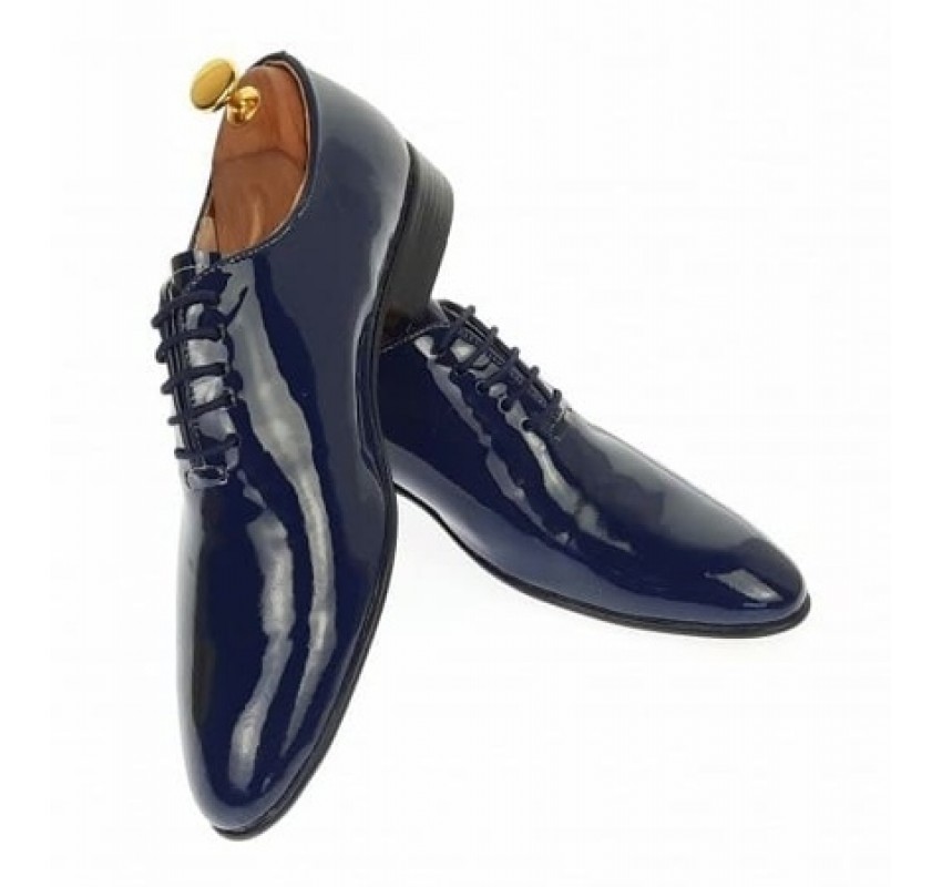 Oferta marimea  38, 41, - Pantofi barbati eleganti bleumarin din piele naturala lac, ENZO - LMOD1BLMLAC