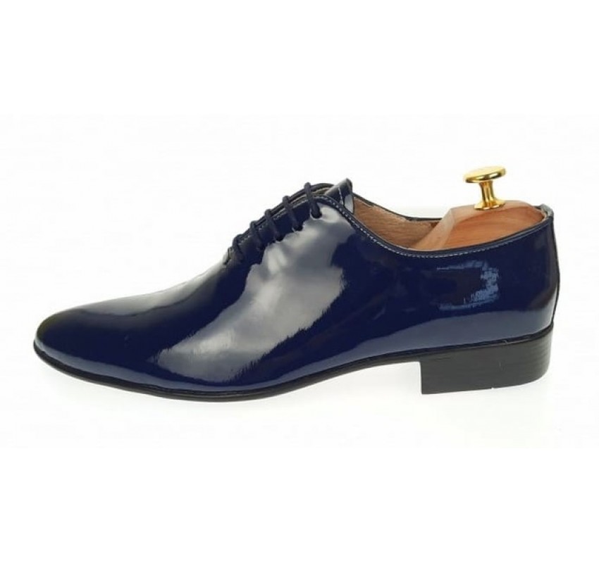 Oferta marimea  38, 41, - Pantofi barbati eleganti bleumarin din piele naturala lac, ENZO - LMOD1BLMLAC