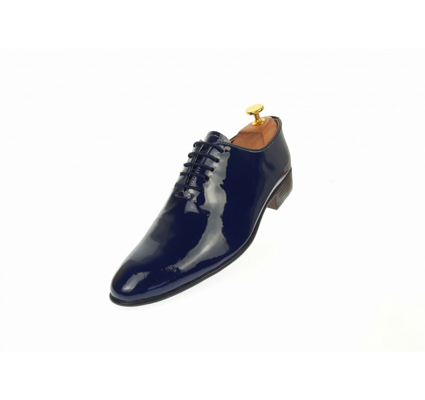 Oferta marimea 42 - Pantofi barbati eleganti bleumarin din piele naturala lac, ENZO - LMOD1BLMLAC